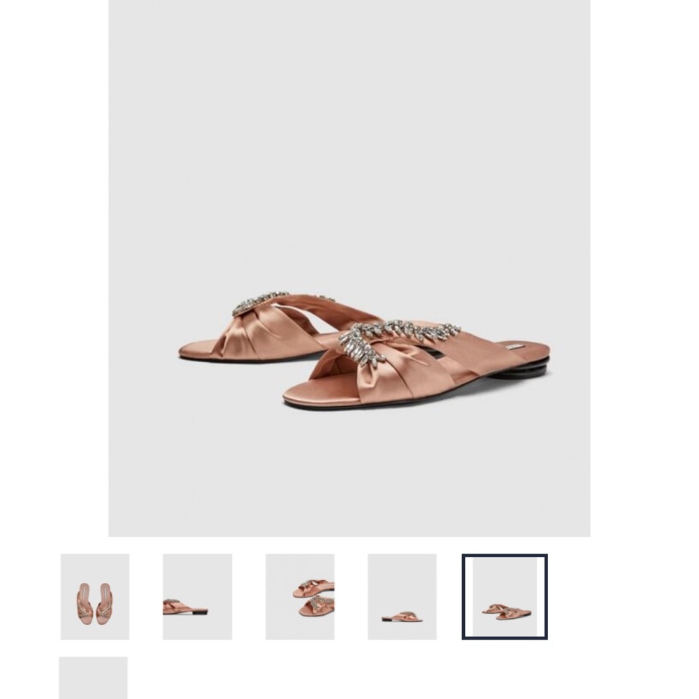 Zara Satin Slides With Rhinestones - Picture 3 of 7